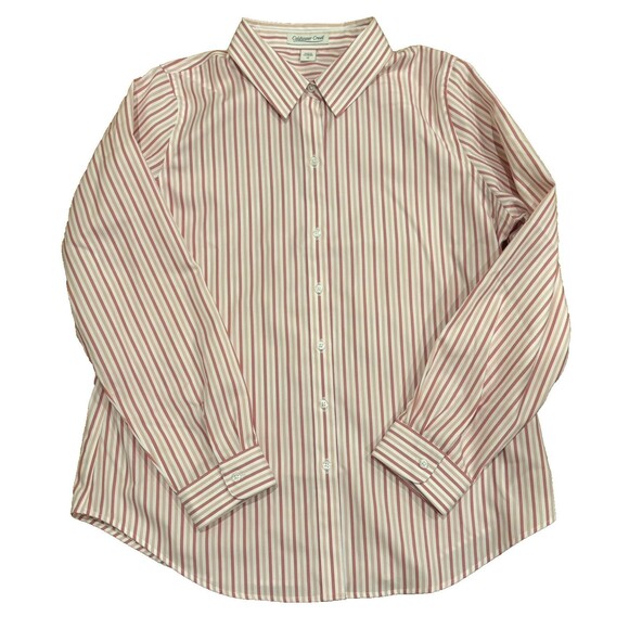 Coldwater Creek Tops - Coldwater Creek Shirt Womens 12 Pink Stripe Button Front 100% Cotton Preppy NEW